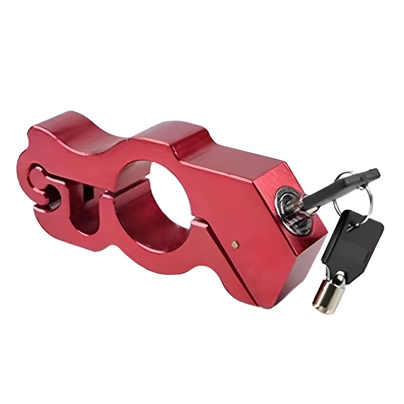Motorcycle & Scooter Handlebar Grip Lock – Anti-Theft Brake Lever Lock(Red)
