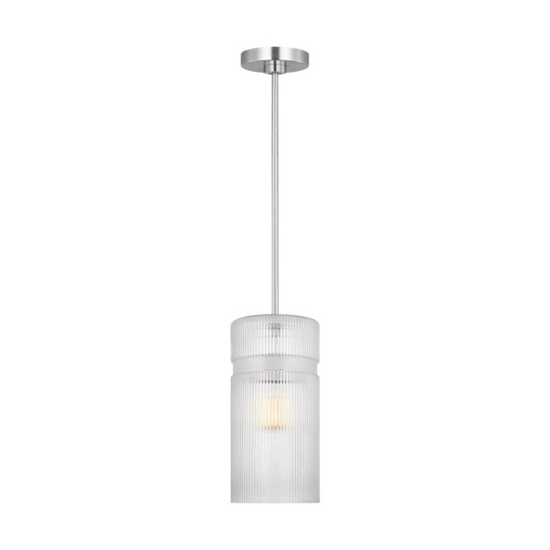 Pendant Liouet Small 1 Lamp Brushed Nickel Clear Ribbed