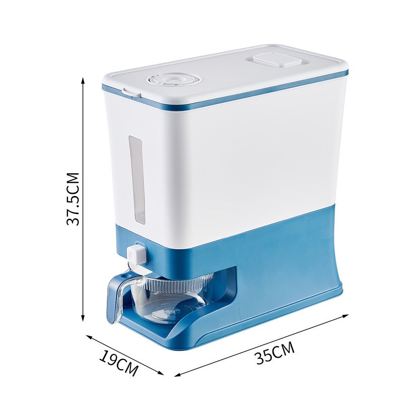 Regular Amber Blue Smart Kitchen Rice Dispenser – Automatic Press-Style Rice Storage Bin