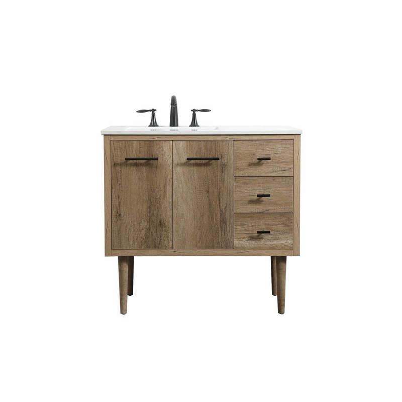 Single Bathroom Vanity from the Cyrus Collection in Natural Oak Finish by Elegant Lighting