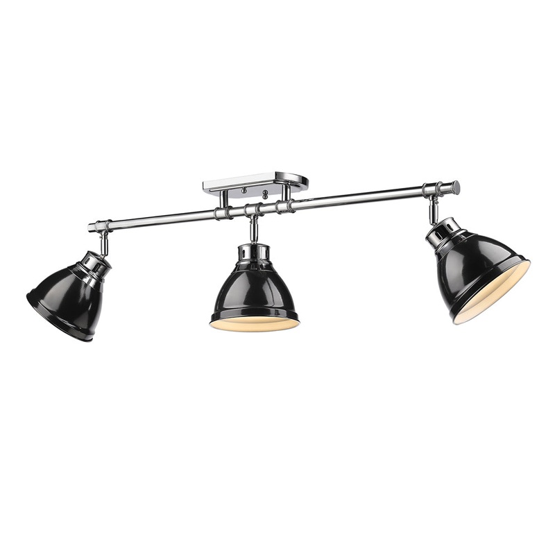 Three Light Semi-Flush Mount from the Duncan Collection in Chrome Finish by Golden