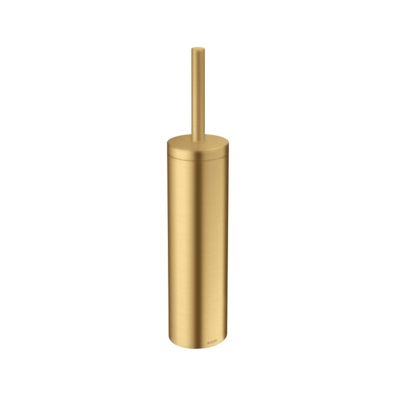 Toilet Brush Holder Universal Circular Wall Mount with Cover Lid and Removable Insert Brushed Gold Optic Metal