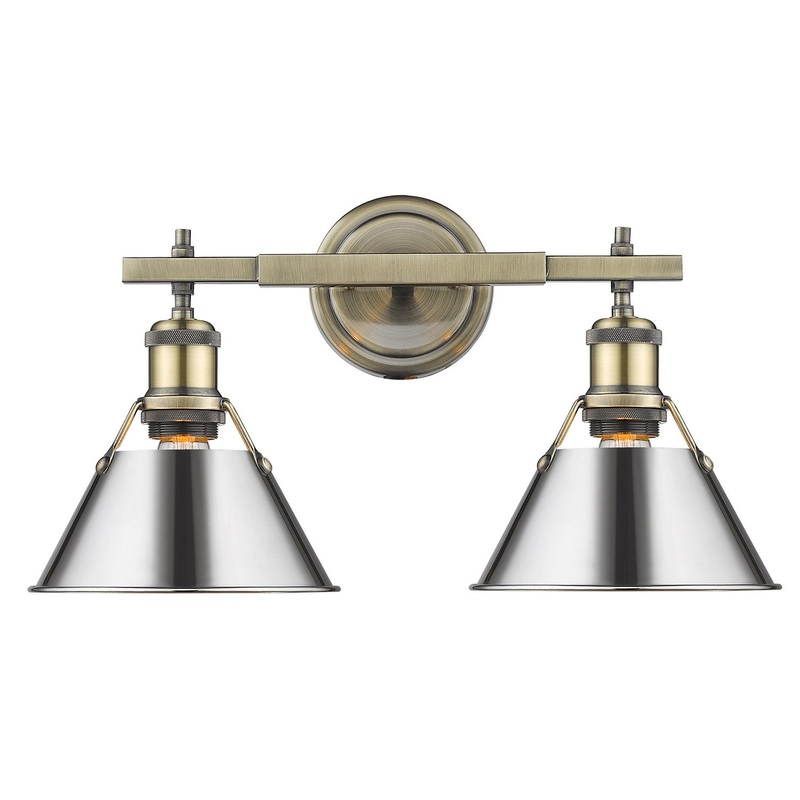 Two Light Bath Vanity from the Orwell Collection in Aged Brass Finish by Golden