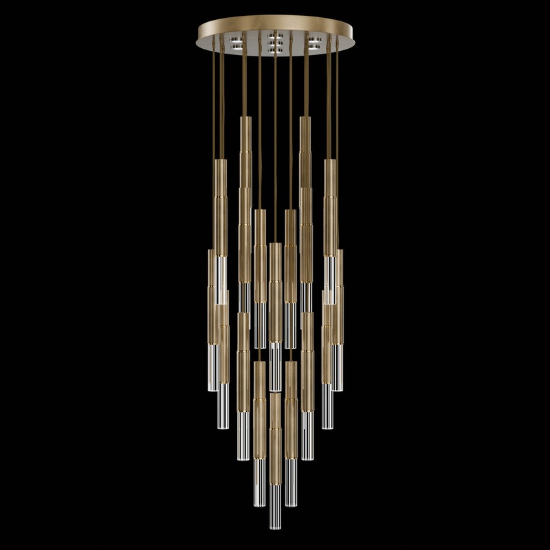 Antonia 31″W Round Pendant Gold Leaf/Brass/No Skin