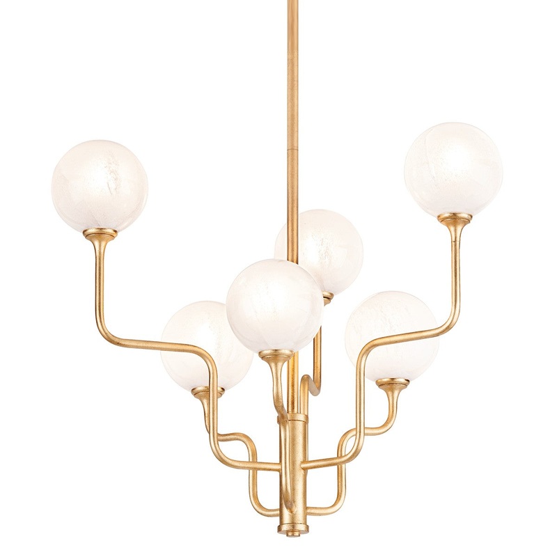 Corbett Lighting 332-28-VGL Onyx Six Light Chandelier Vintage Gold Leaf