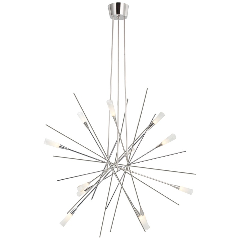 LED Chandelier from the Stellar Collection in Polished Nickel Finish by Visual Comfort Signature