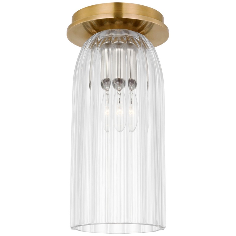 LED Flush Mount from the Asalea Collection in Hand-Rubbed Antique Brass Finish by Visual Comfort Signature
