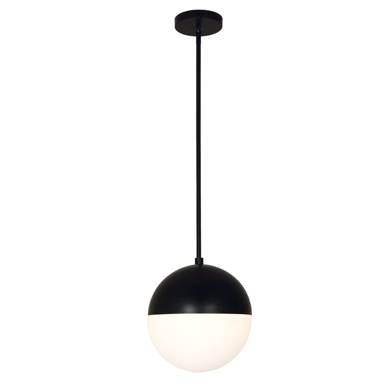 LED Pendant from the Ion Collection in Matte Black Finish by Justice Designs