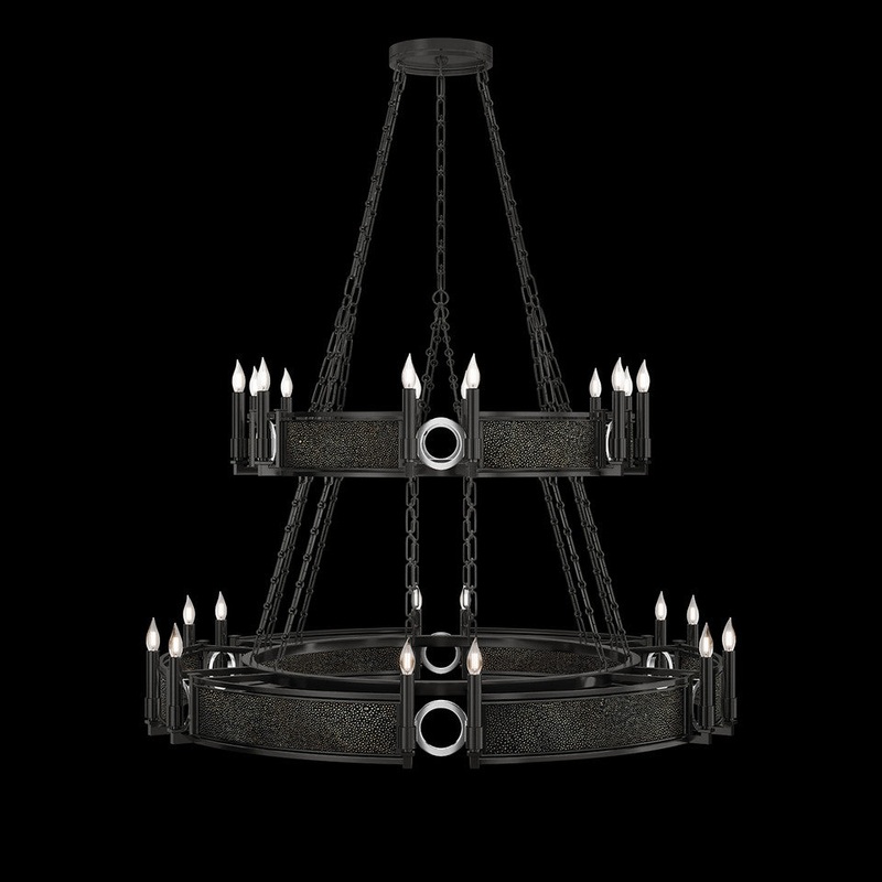 Mirage 50″W Round Chandelier Black Iron/Nickel/Black Knight
