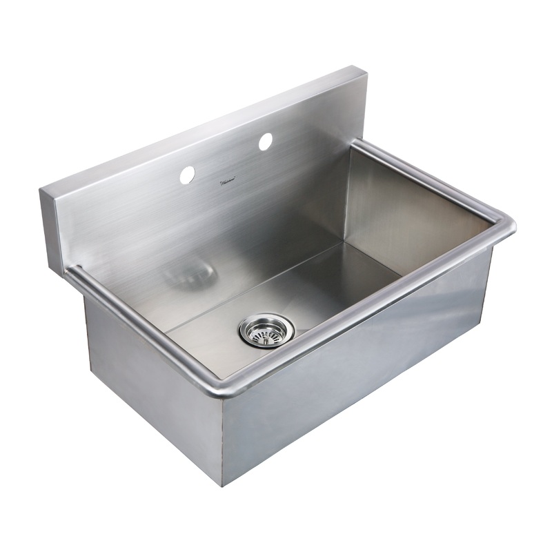 Noah’s Collection Brushed Stainless Steel Commercial Drop-in or Wall Mount Utility Sink