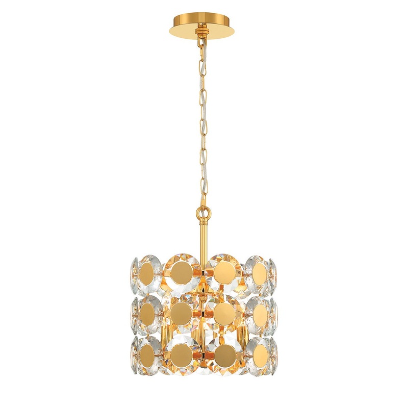 Three Light Pendant from the Perrene Collection in Gold Finish by Eurofase