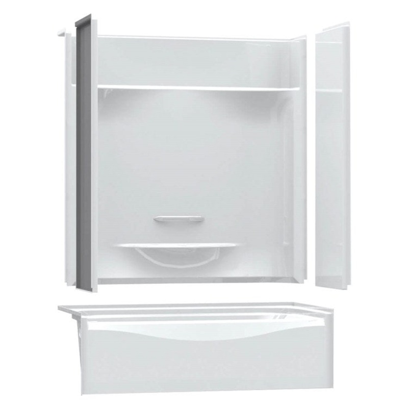 Tub and Shower Module 59-7/8 x 30-1/8 x 77-1/2 Inch AcrylX Right Hand White