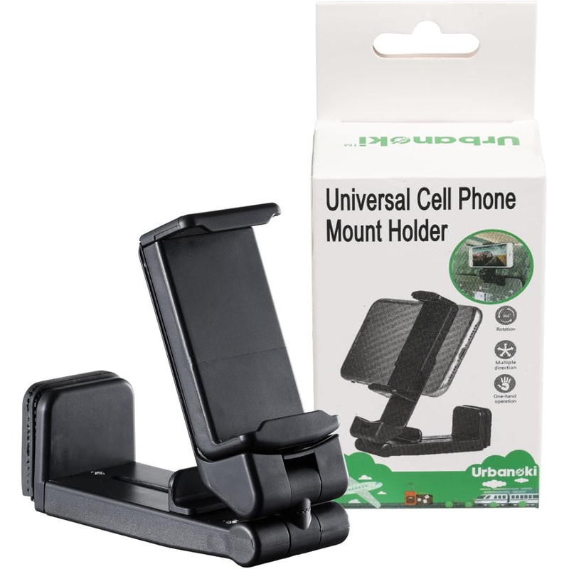 Urbanoki Airplane Phone Holder Mount 360 Rotation Stand for Travel Desk – Black