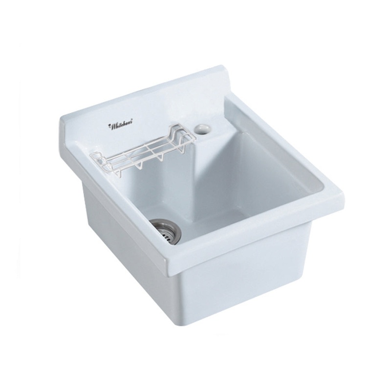 Vitreous China Single Bowl, Drop-in Sink with Wire Basket and 3  Inch Off Center Drain