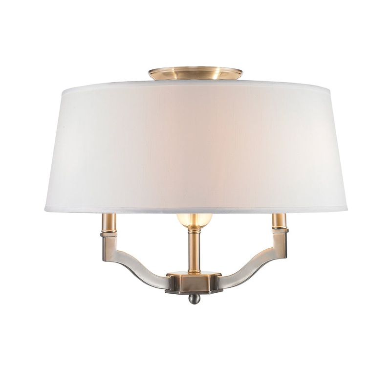Waverly Semi-Flush (Convertible) in Pewter with Classic White Shade