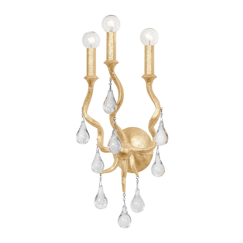 Corbett Lighting 414-03-GL Aveline Three Light Wall Sconce Gold Leaf