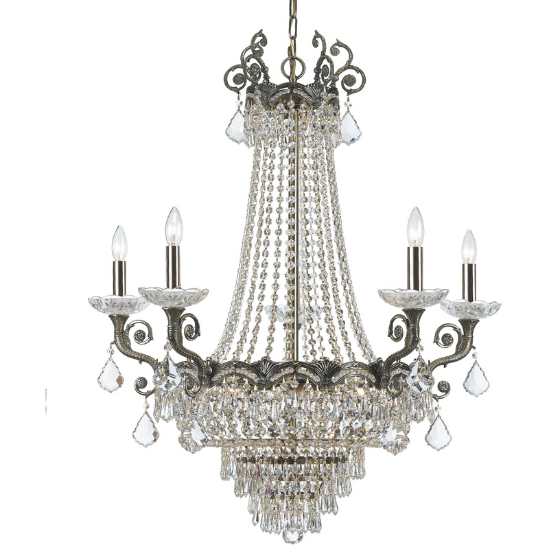 Crystorama 1486-HB-CL-SAQ Majestic 11 Light Chandelier Historic Brass