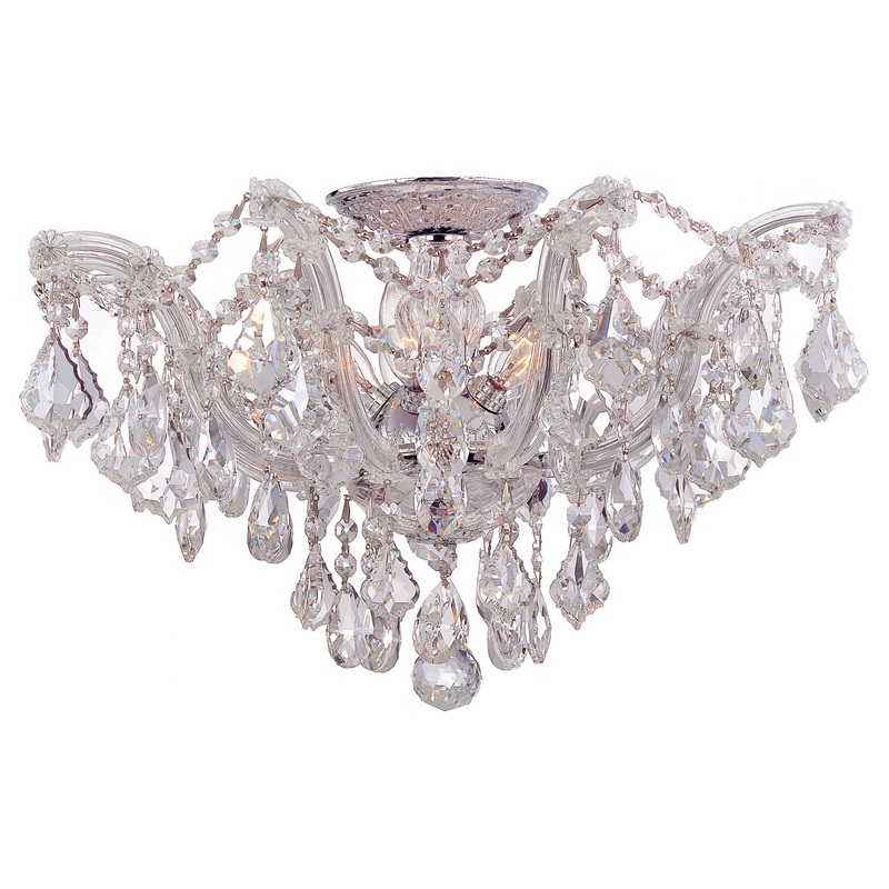 Crystorama 4437-CH-CL-SAQ Maria Theresa Five Light Semi Flush Mount Polished Chrome