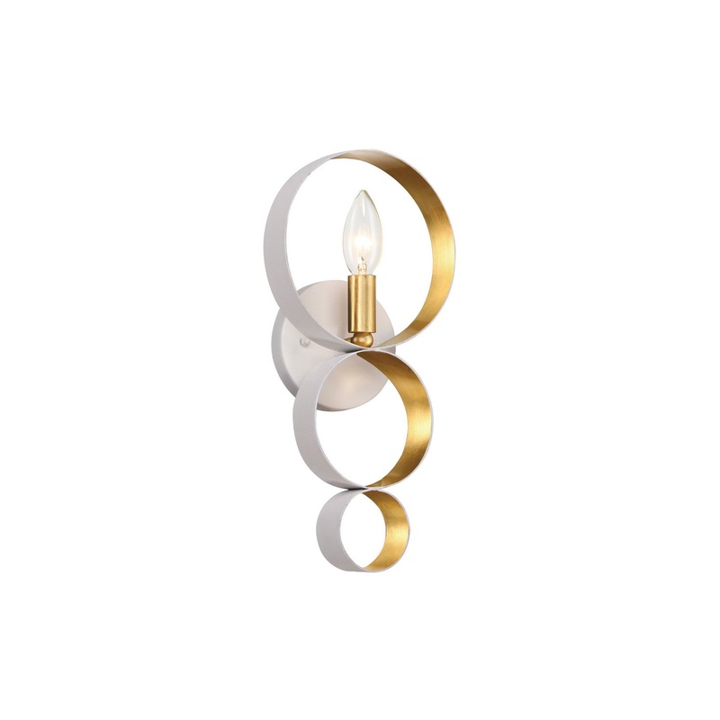 Crystorama 581-MT-GA Luna One Light Wall Sconce Matte White / Antique Gold