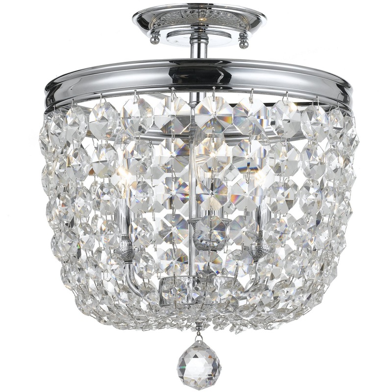 Crystorama 783-CH-CL-MWP Archer Three Light Semi Flush Mount Polished Chrome