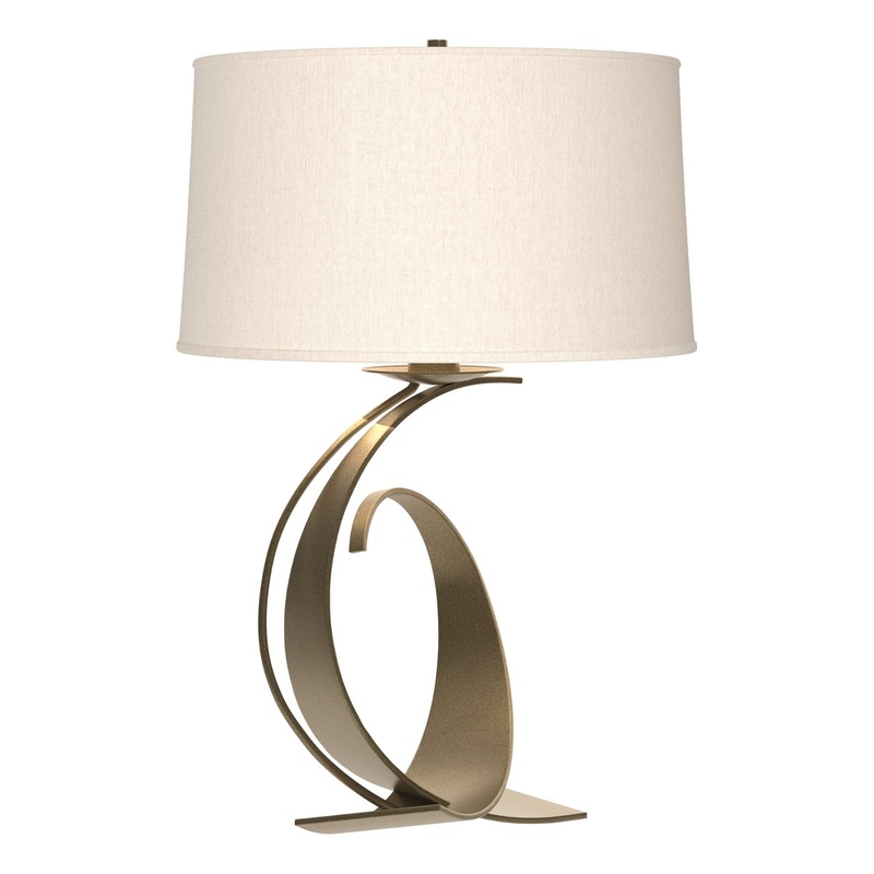Fullered Impressions Large Table Lamp Soft Gold Flax Shade (SE)