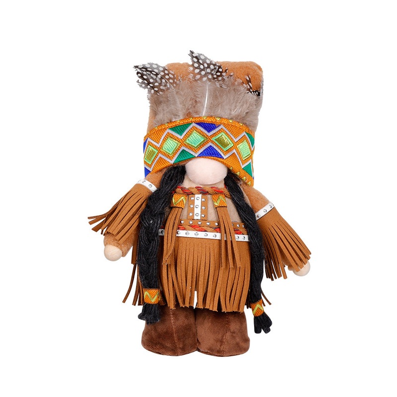 Handmade Thanksgiving Doll Set – Boy Figures with Feather Headbands