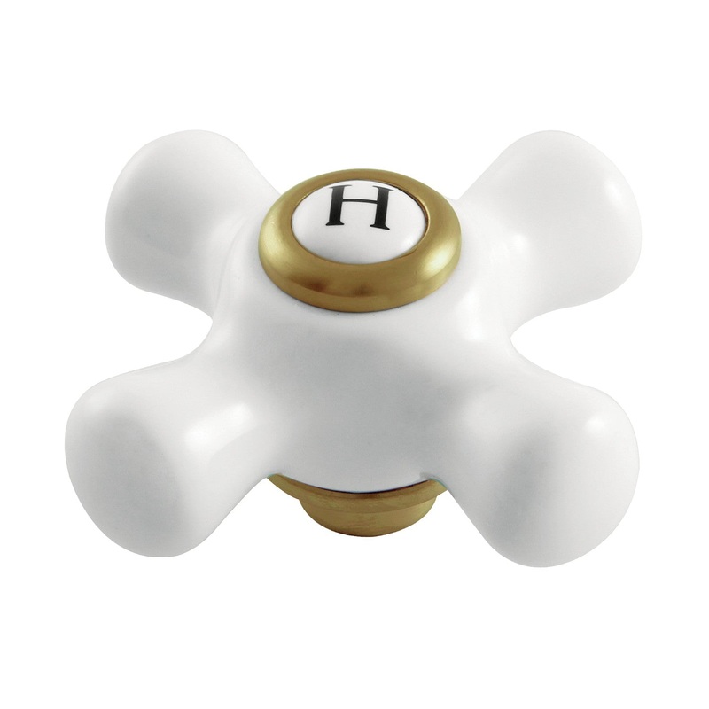 Kingston KSH266PXSBH Hot Porcelain Cross Handle, Brushed Brass