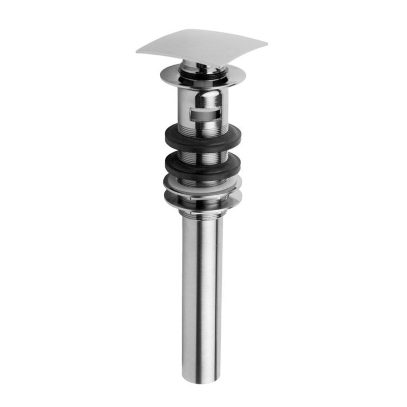 Lavatory Drain Finger Touch Square with Overflow and Oversized Flange Polished Nickel for Standard Pop-Up and P.O. Plugs with Rubber Stoppers Ideal for Vessel Sinks 11 Inch Length