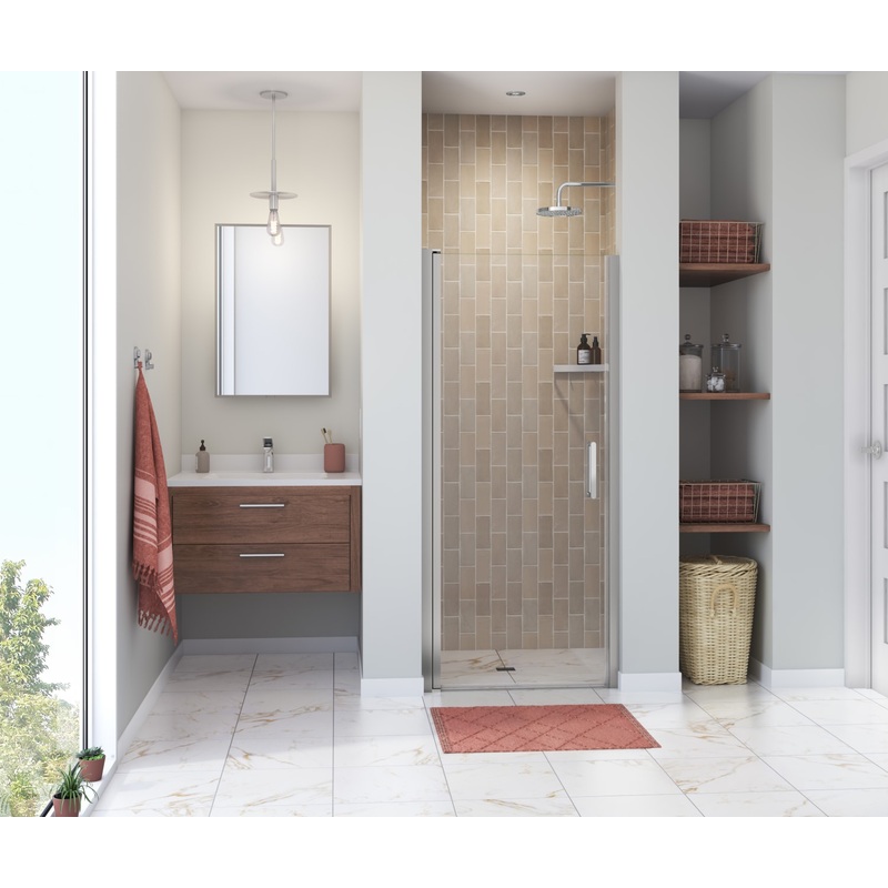 MAAX 138264-900-084-100 Manhattan 31-33 x 68 in. 6 mm Pivot Shower Door for Alcove Installation with Clear glass & Round Handle in Chrome