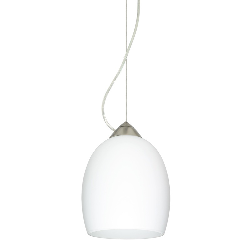 One Light Pendant from the Lucia Collection in Satin Nickel Finish by Besa