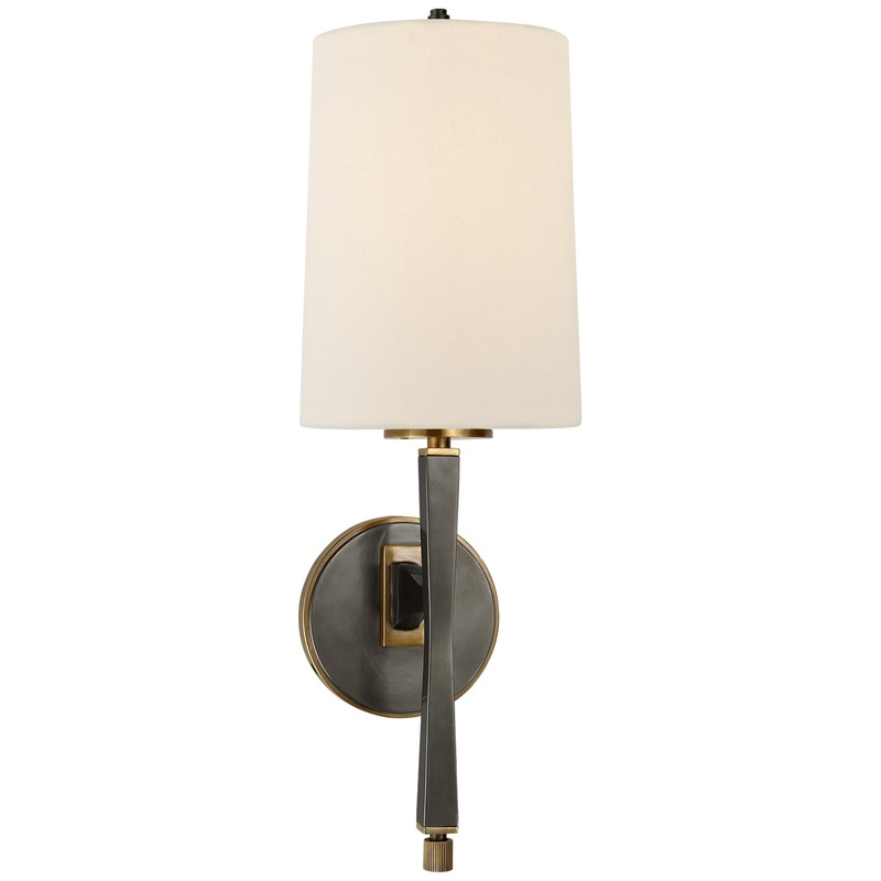 One Light Wall Sconce from the Edie Collection in Bronze With Antique Brass Finish by Visual Comfort Signature