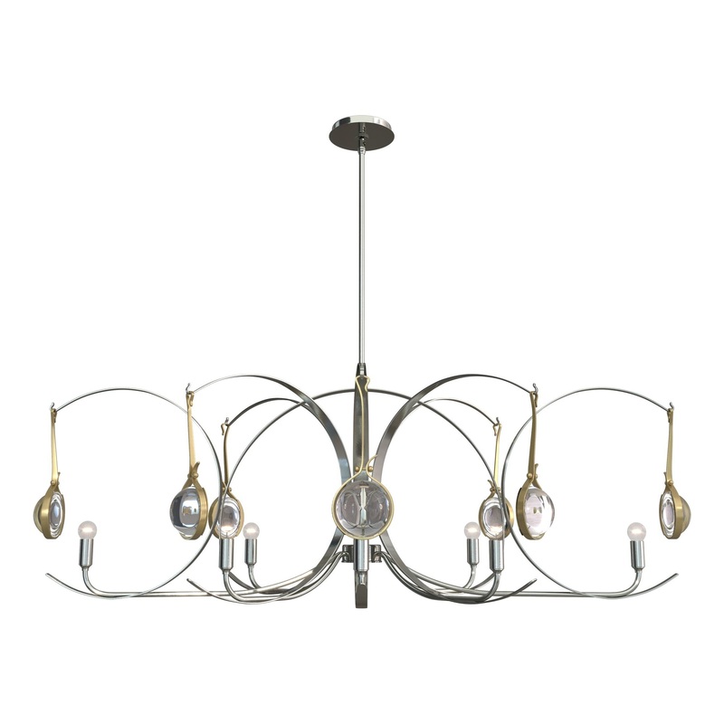 Optic 8-Light Oval Pendant Sterling Modern Brass