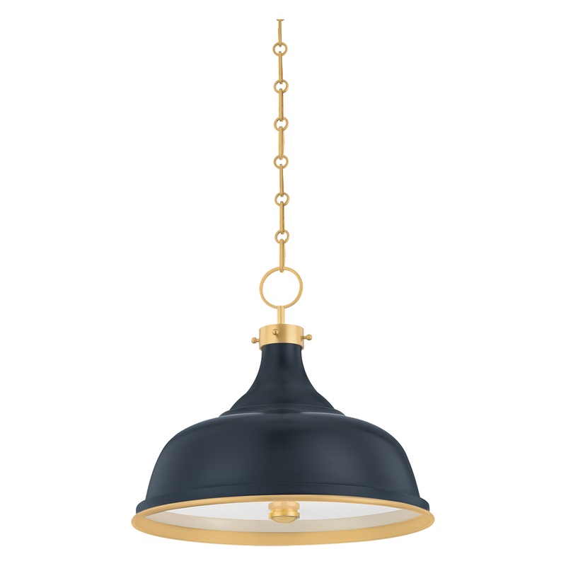 Painted No.1 3-Light Pendant Aged Brass/Darkest Blue