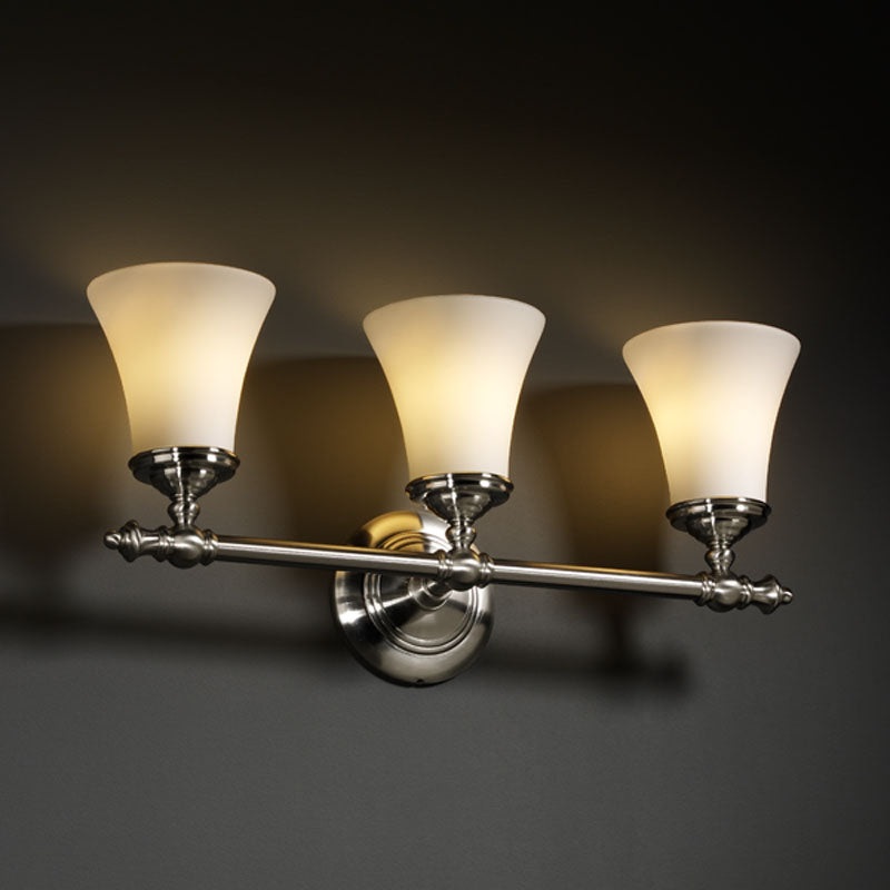 Three Light Bath Bar from the Fusion Collection in Brushed Nickel Finish by Justice Designs