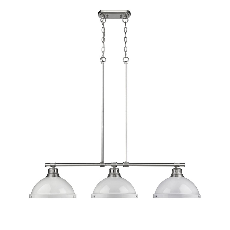 Three Light Linear Pendant from the Duncan Collection in Pewter Finish by Golden