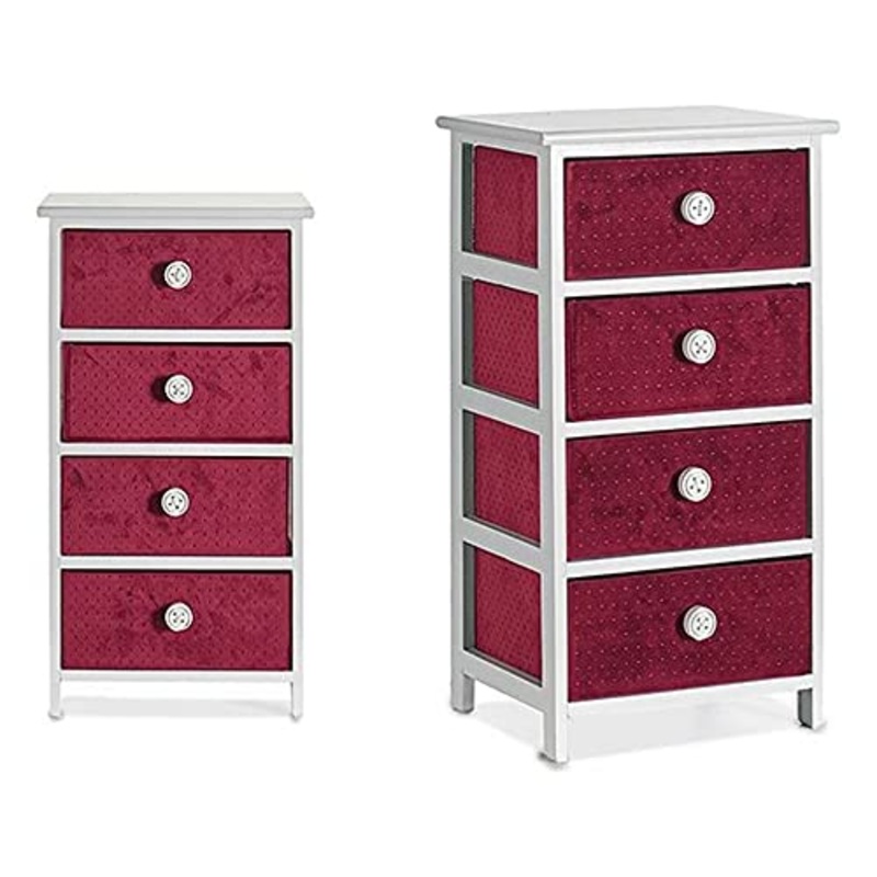 TU TENDENCIA NICA S3604991 Mobile ausiliario in Velluto, 29 x 73 x 40 cm, Bordeaux, Materiali Vari, Granata, 4 Cajones