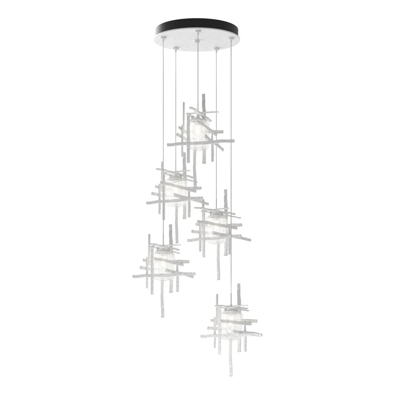 Tura 5-Light Seeded Glass Pendant White