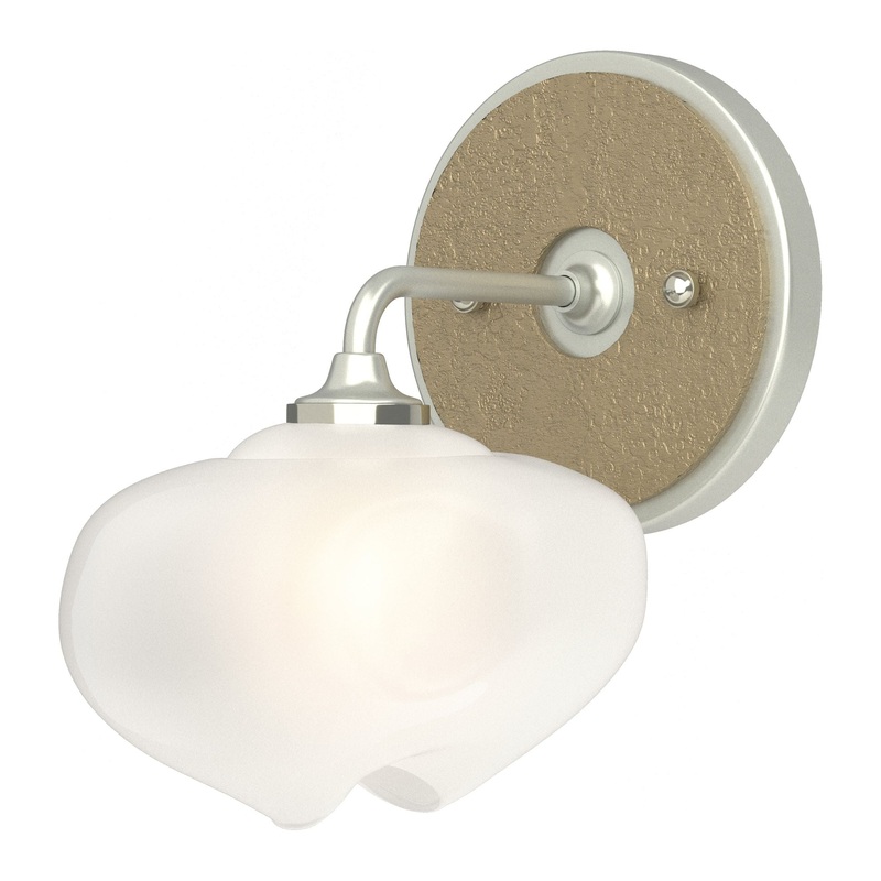 Ume 1-Light Curved Arm Bath Sconce Vintage Platinum Soft Gold