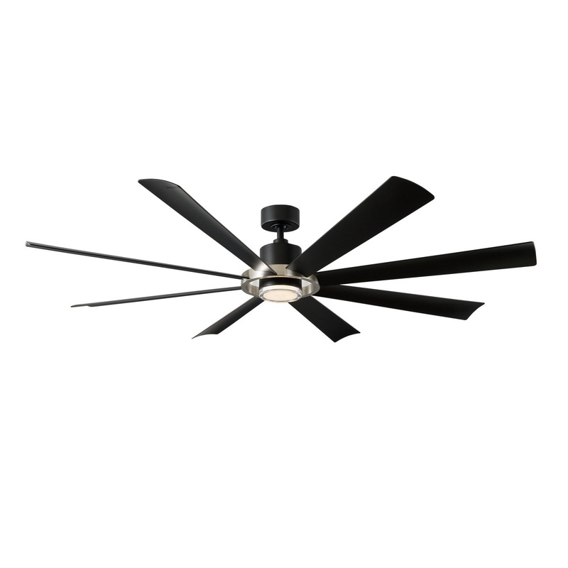 8-blade Aura Ceiling Fan by Modern Forms Fans (Wet Rated) Brushed Nickel/Matte Black CCT 72″