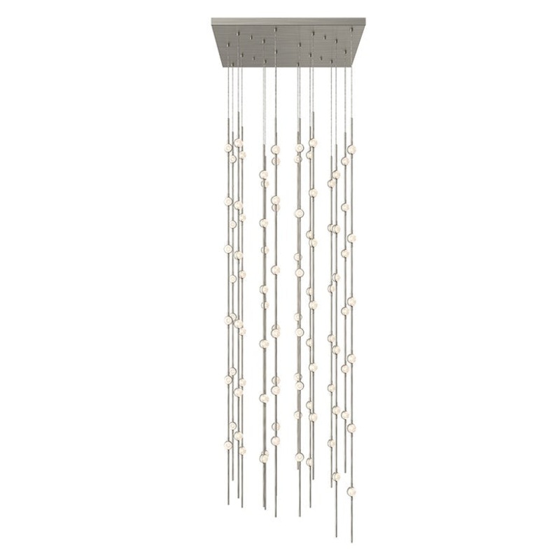 Constellation Andromeda 24″ Square LED Pendant Satin Nickel with Clear Faceted Acrylic 2700K 10′ Adjustable Cord