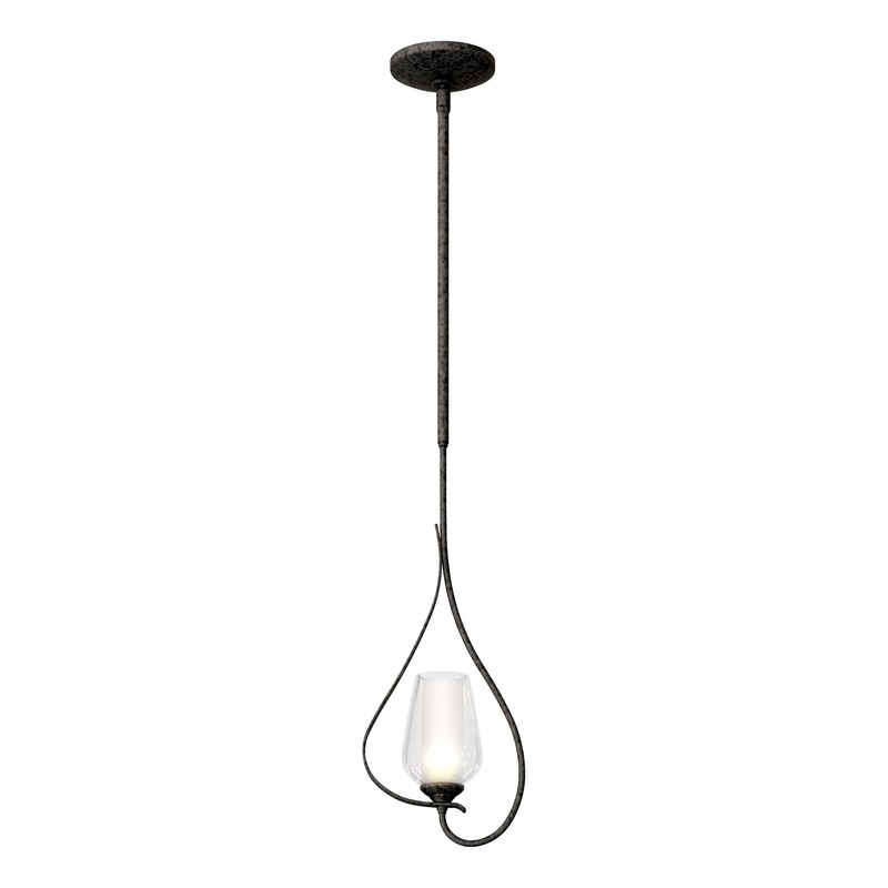 Flora Up Light Mini Pendant Natural Iron Seeded Glass with Opal Diffuser (ZS)