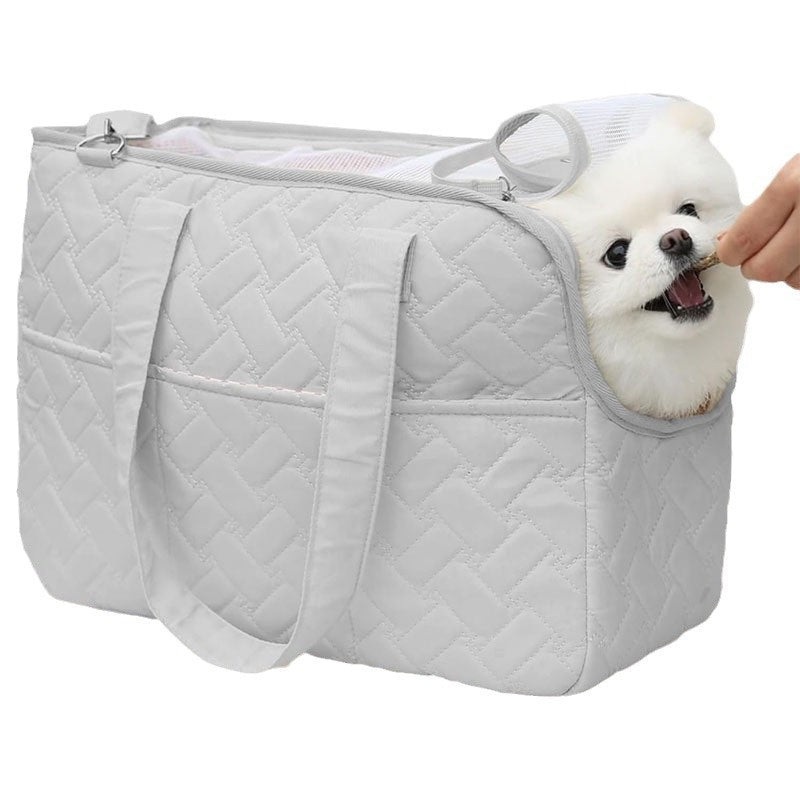 Grey Fashionable Pet Carrier Bag – Stylish Handbag for Cats and Small Dogs
