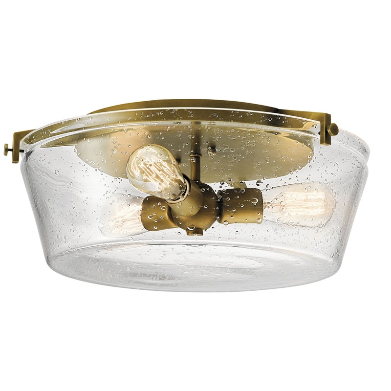 Kichler 45299NBR Three Light Flush Mount, Natural Brass