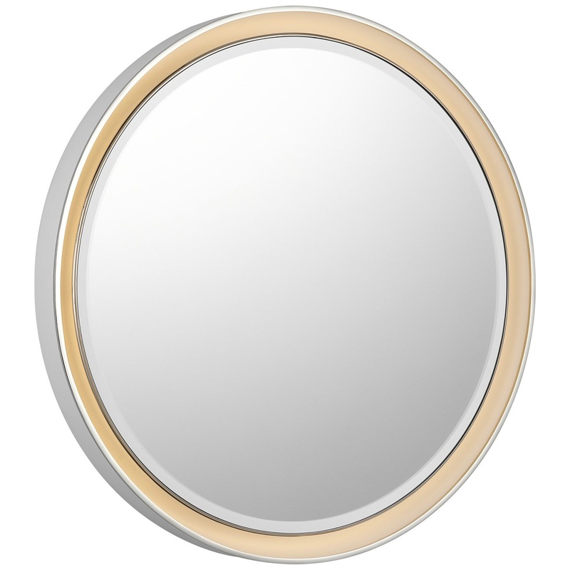 LED Mirror from the Tricia Collection in Matte White and Polished Nickel Finish by Visual Comfort Signature