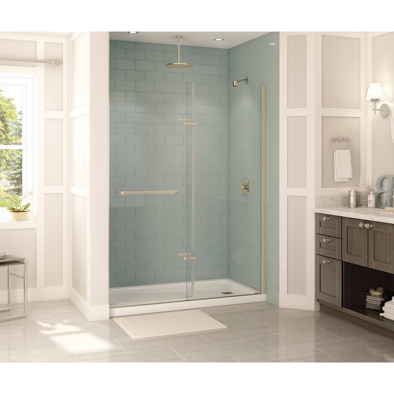 MAAX 136672-900-305-000 Reveal 71 56-59 x 71  in. 8mm Pivot Shower Door for Alcove Installation with Clear glass in Brushed Nickel