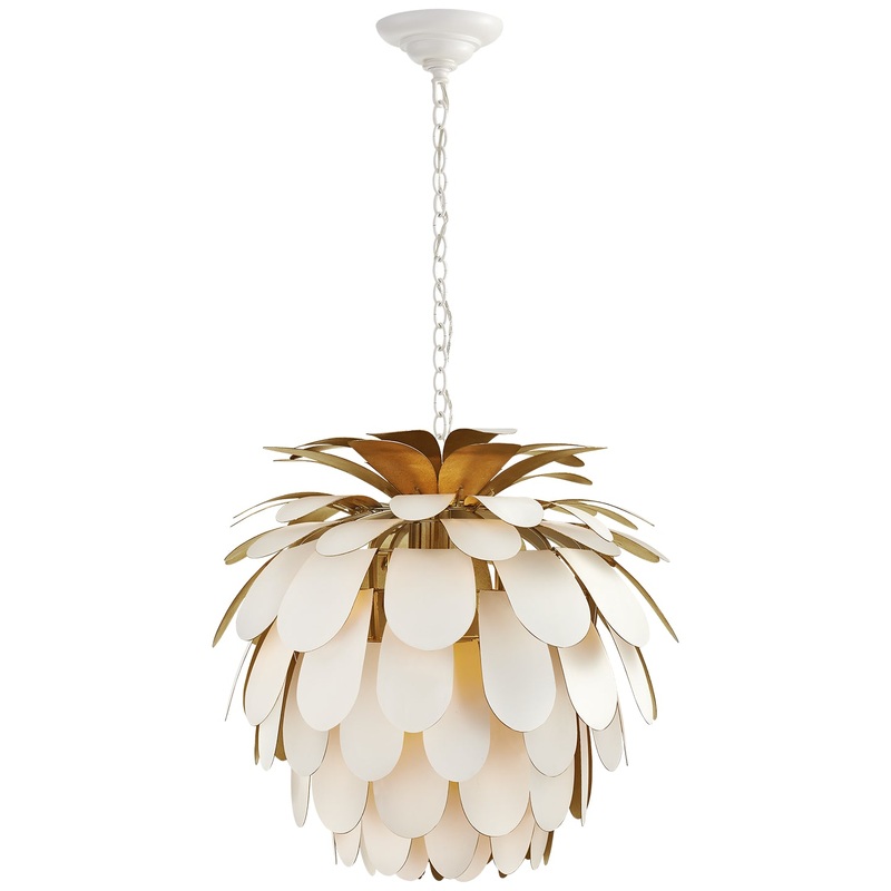 One Light Chandelier from the Cynara Collection in Plaster White Finish by Visual Comfort Signature