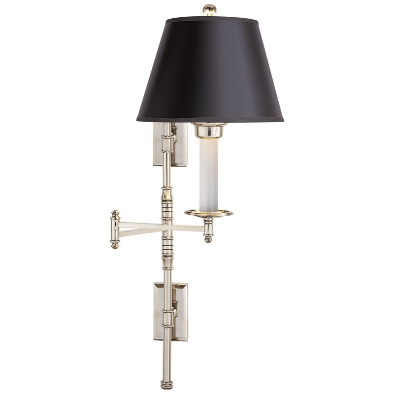 One Light Swing Arm Wall Lamp from the Dorchester Swing Arm Collection in Polished Nickel Finish by Visual Comfort Signature