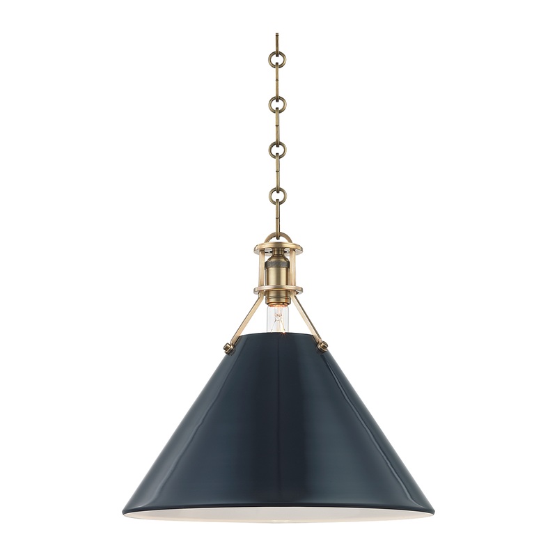 Painted No.2 1-Light Pendant Aged Brass/Darkest Blue