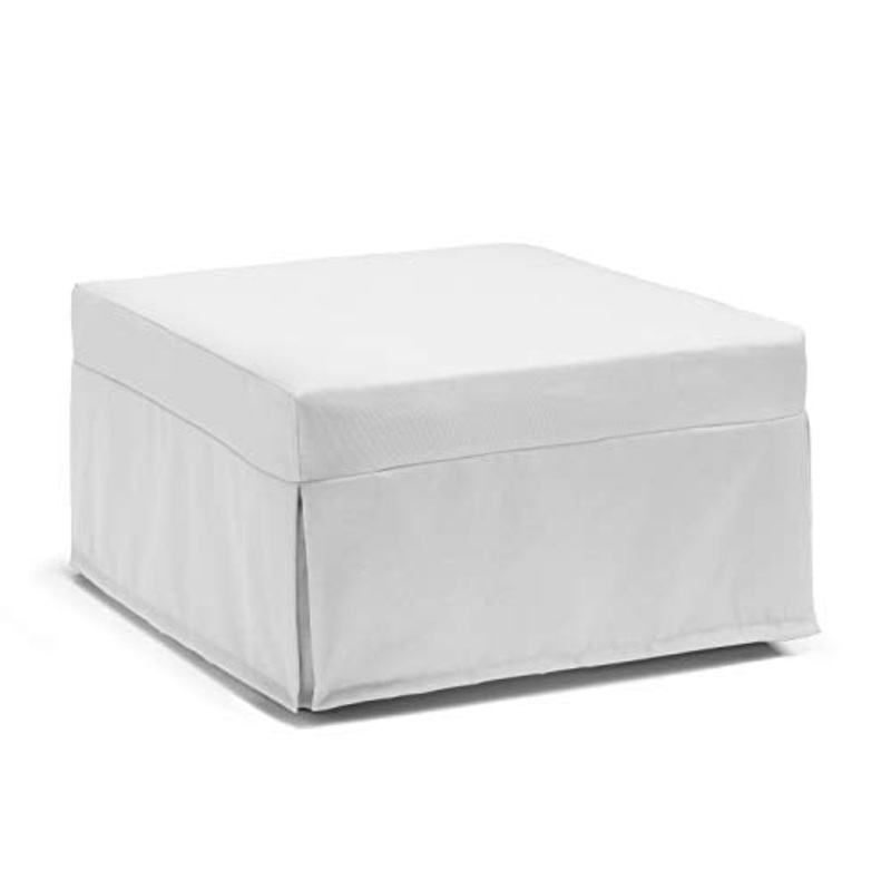 Talamo Italia Pouf Letto Flash, 100% 100% Made in Italy, Pouf traformabile in letto singolo pieghevole, Pouf in tessuto da soggiorno, cm 80x80h45, colore Bianco