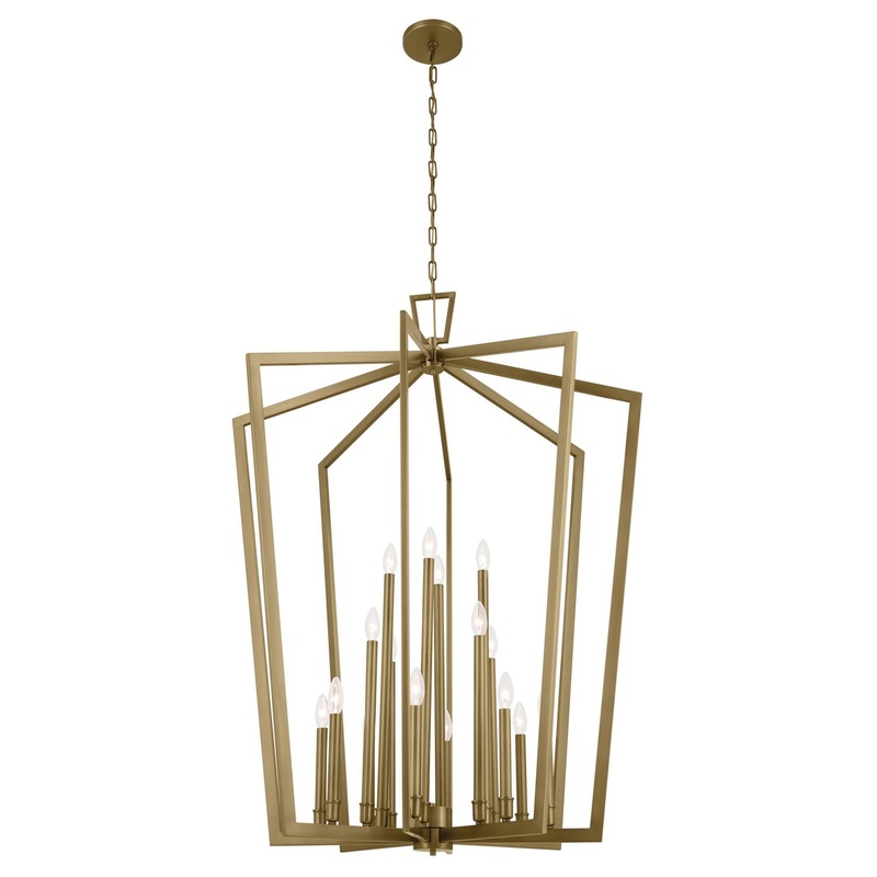 16 Light Foyer Pendant from the Abbotswell Collection in Natural Brass Finish by Kichler